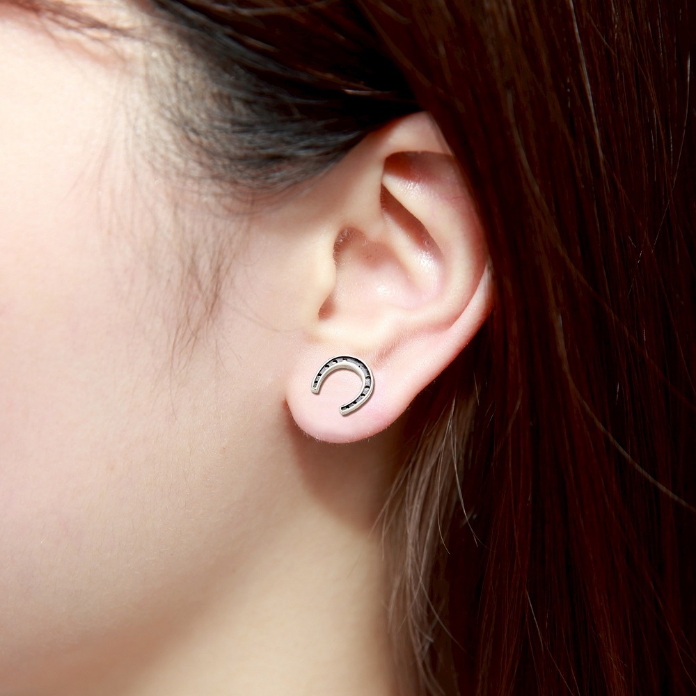 【Angel & Me】Lucky Horseshoe s925 sterling silver earrings Birthday gift, , large
