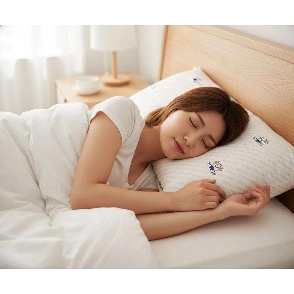 [Kaimei Cotton] Made in Taiwan. Hotel-grade pillow with balanced support. Premium 8118 compressed fill. Anti-mite & antibacterial protection., , large