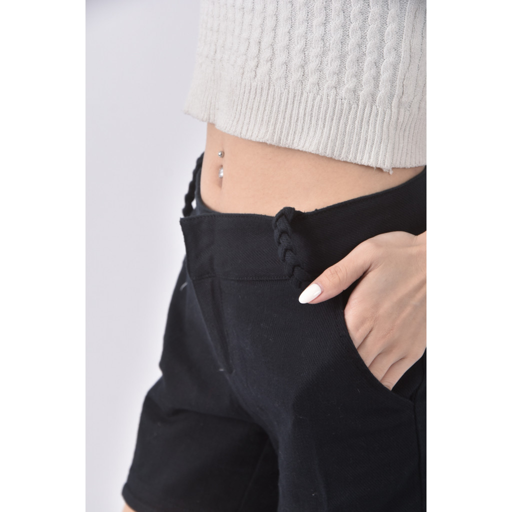 (XL) ef de棉質高腰黑色短褲二手衣, , large