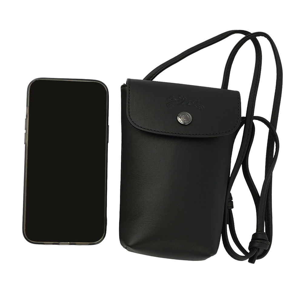 LONGCHAMP Le Pliage Xtra 小牛皮斜背手機包/黑色, , large