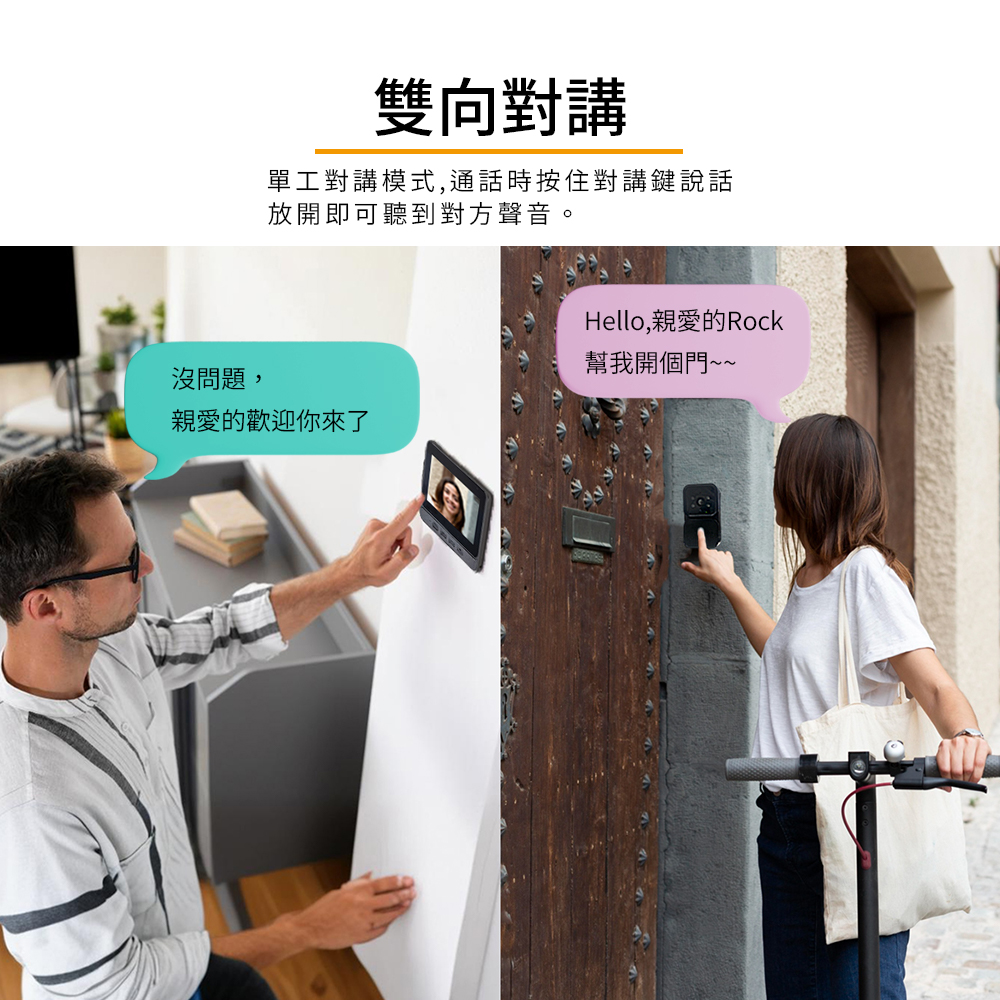 [HANLIN]-DORM10 自帶螢幕 無線視訊門鈴 充電 家用視訊 監控門禁 高清智慧貓眼 門鏡 電鈴, , large