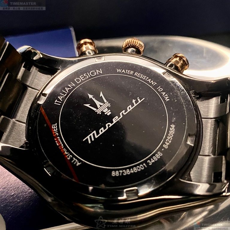 [星晴錶業]MASERATI手錶,46mm,R8873646001黑色錶面黑錶殼深黑色精鋼錶帶款, , large