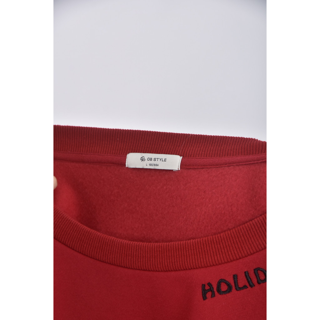 (XL) ob style字母紅色長袖上衣二手衣, , large