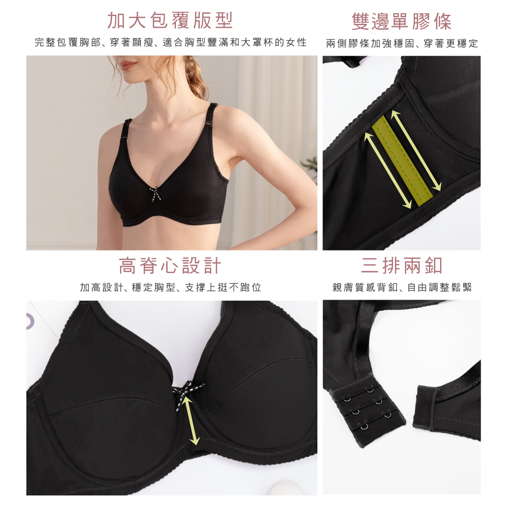 【Clany可蘭霓】 舒適無痕全罩包覆大罩杯微乳 CD罩杯內衣 珍珠黑 6993-63, , large