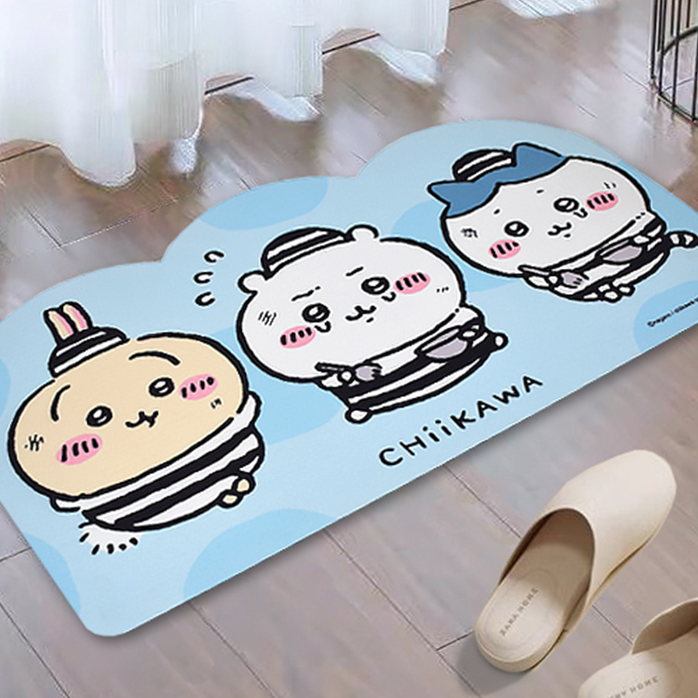 【百科良品】吉伊卡哇 Chiikawa 科技布造型吸水地墊 踏墊 浴室地墊 地墊70x40CM(正版授權)-囚服款, , large