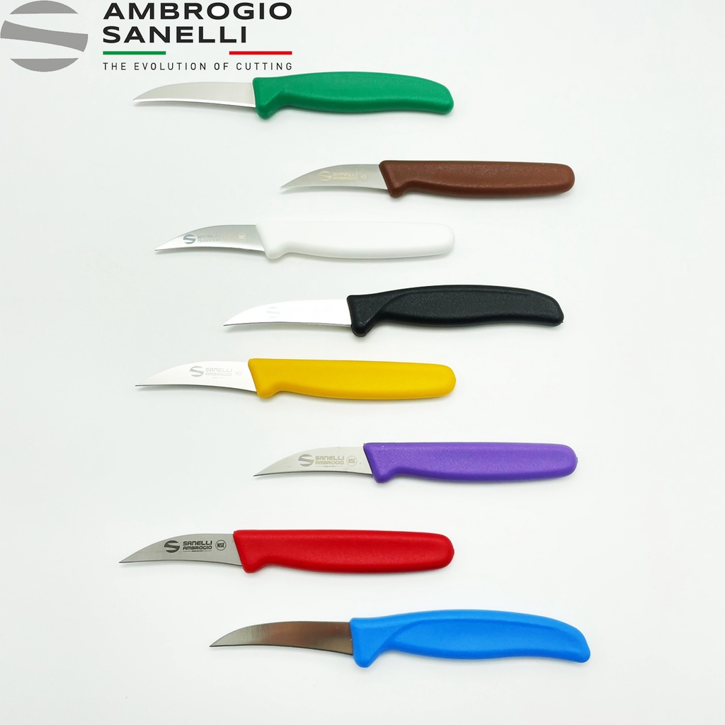 蓋瑞廚物【SANELLI 義大利製 繽紛色 SUPRA 彎削皮刀 7cm】雕刻刀 小魚刀 削皮刀  刻花刀 鳥嘴刀, , large