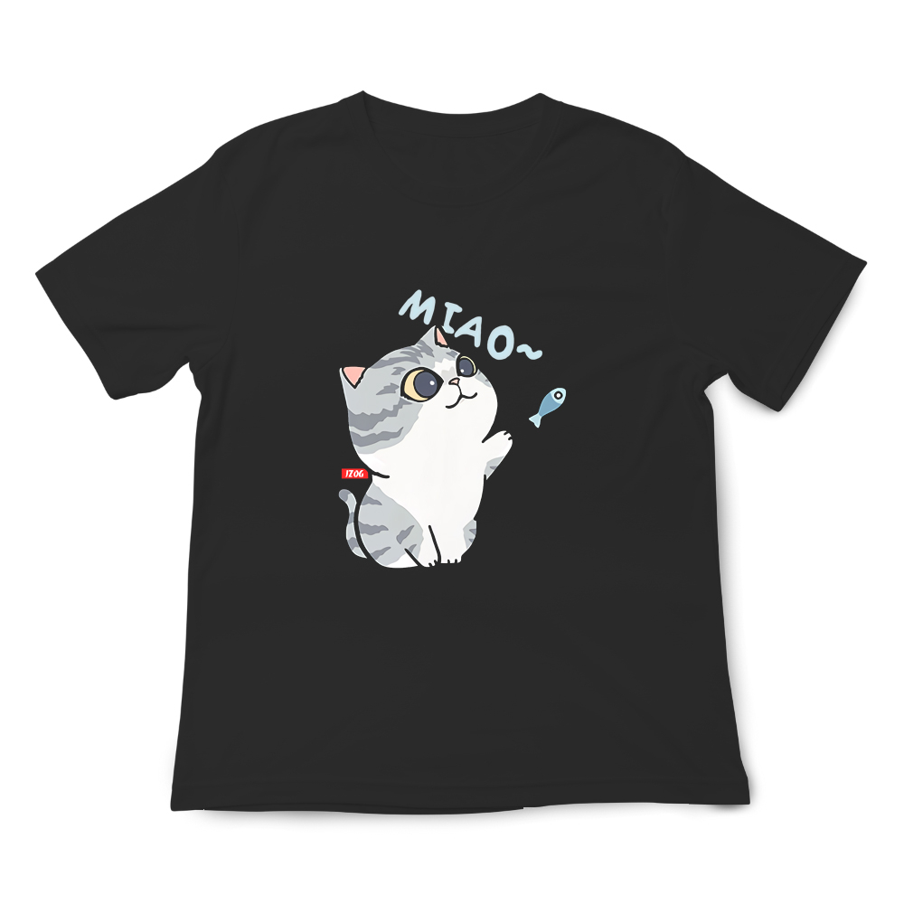 JZ TEE Cat & Shiba Inu - Feeding Fish Graphic Tee, , large