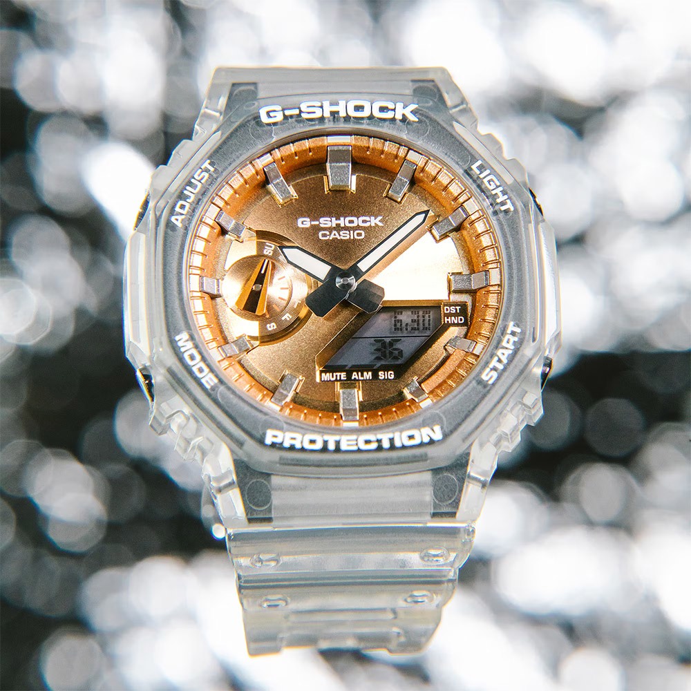 CASIO 卡西歐 G-SHOCK 半透明感 金屬蒸鍍工藝 雙顯電子錶 手錶 GA-2100BM-7A5, , large
