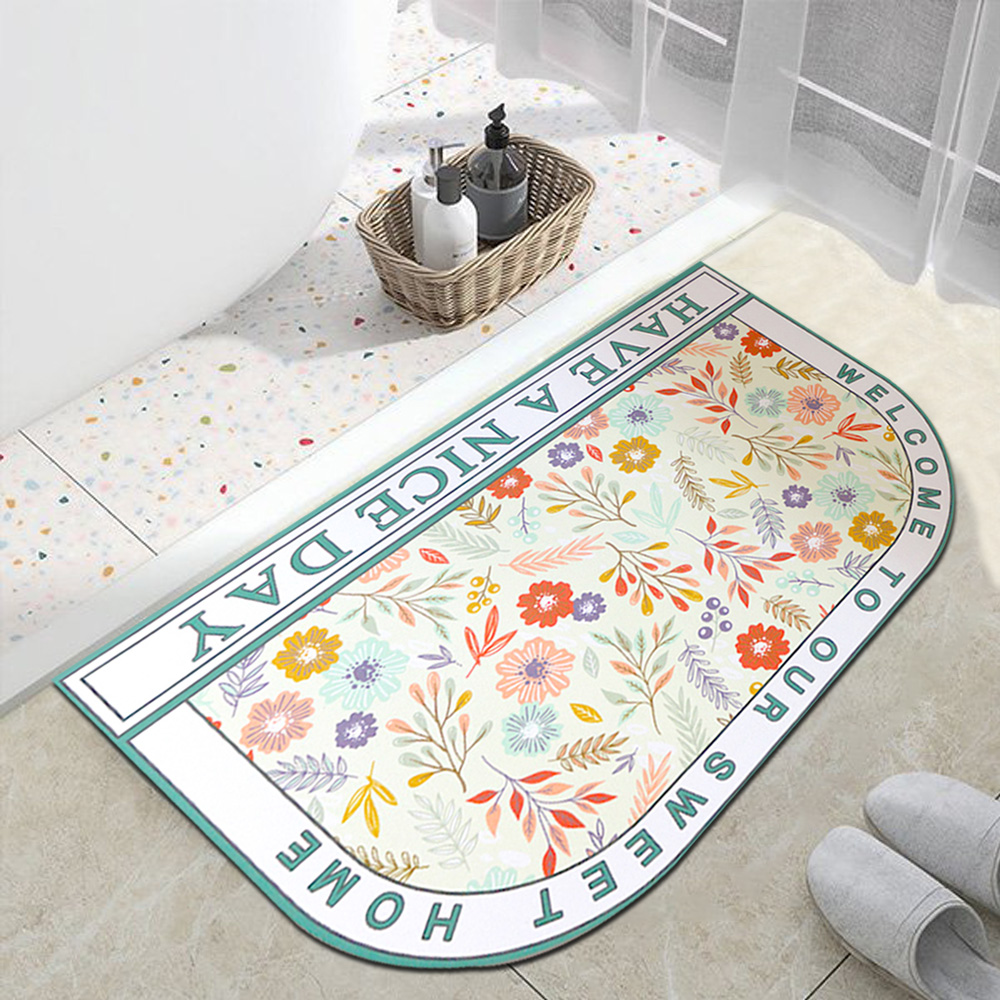 Soft diatomaceous earth water-absorbing non-slip floor mat with color printing, , large