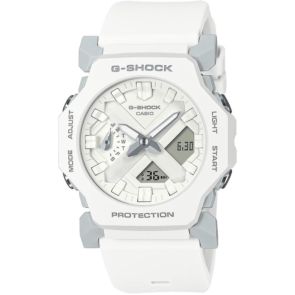 CASIO 卡西歐 G-SHOCK 極簡纖薄小巧雙顯手錶-白 GA-2300-7A, , large