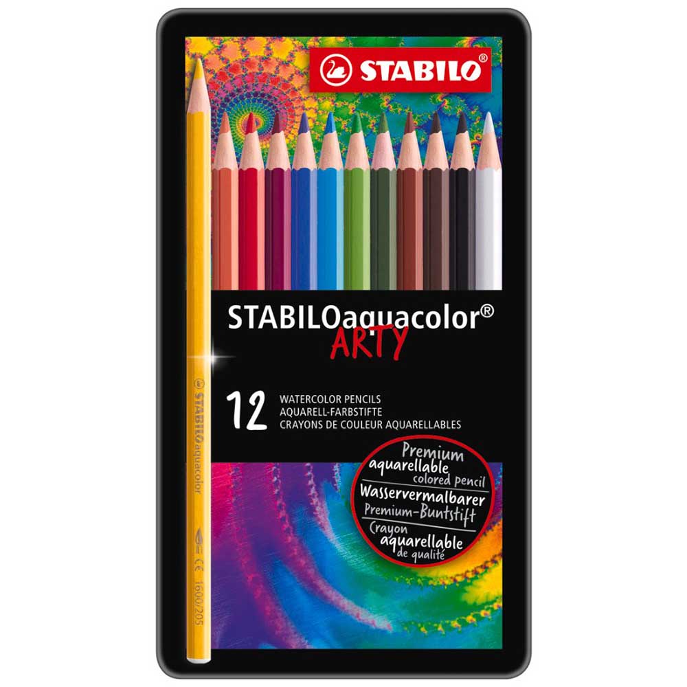 STABILO 德國 思筆樂 Aquacolor 水彩樂水溶性色鉛筆 鐵盒 12色組/盒 ST1612-5, , large