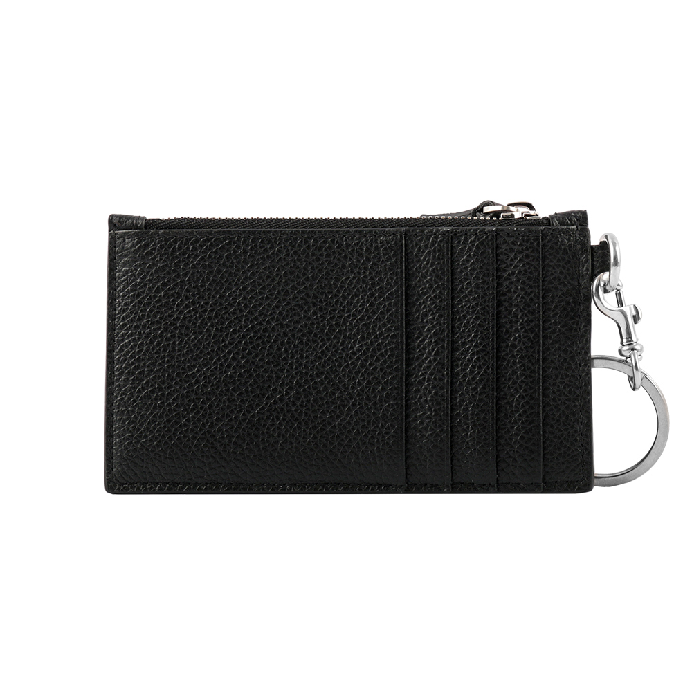 BALENCIAGA 經典Logo牛皮小款卡片夾/附可拆式掛繩/黑色, , large