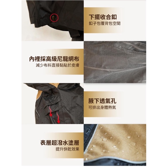 【周周生活】雨衣 現貨 雨衣兩件式 機車雨衣 斜開式雨衣 奧德蒙雨衣 X武士 背包雨衣 兩截式雨衣 雨衣外套 2件式雨衣, , large