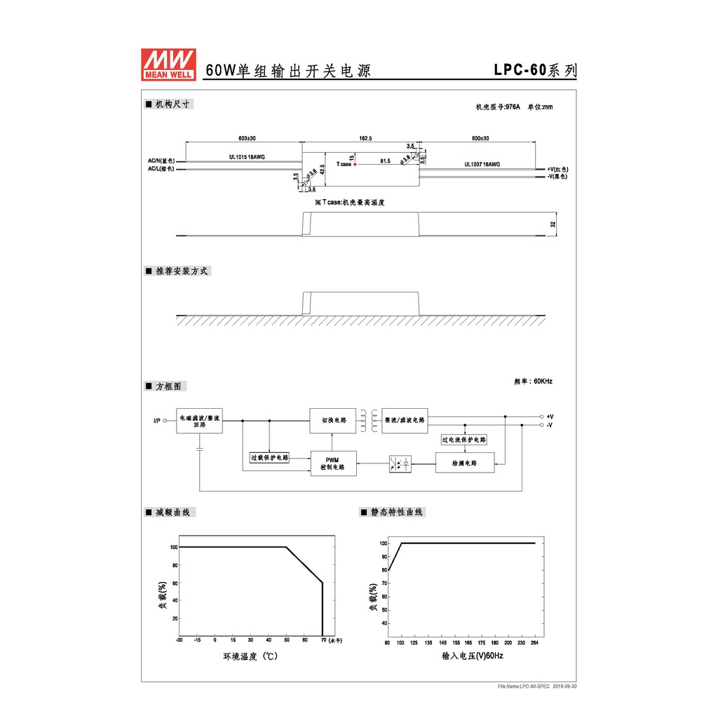 明緯 60W單組輸出LED光源電源(LPC-60-1400), , large