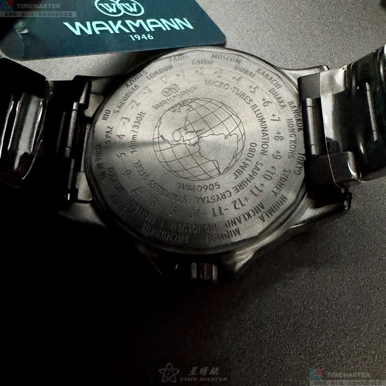 [星晴錶業]WAKMANN手錶,46mm,WA00046黑色錶面黑錶殼深黑色精鋼錶帶款, , large