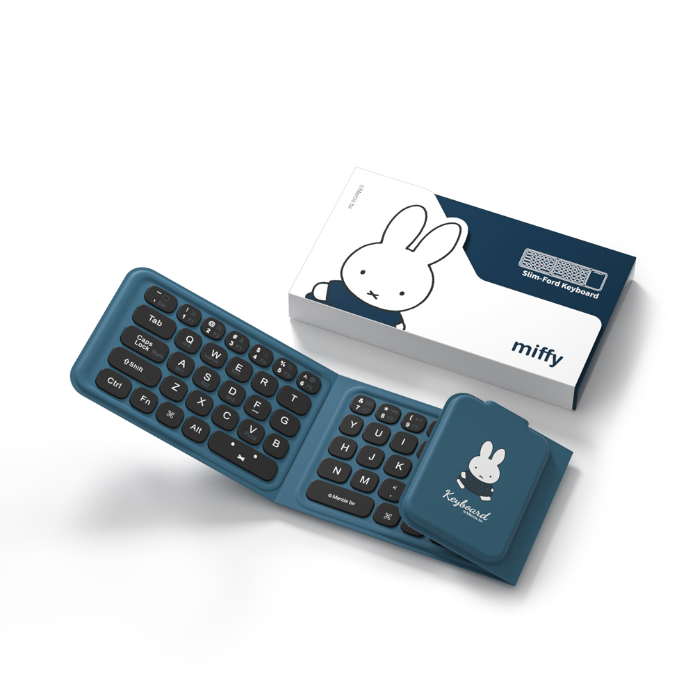 Miffy x MiPOW F01 米菲x麥泡聯名三折無線藍牙折疊鍵盤 海藍色, , large